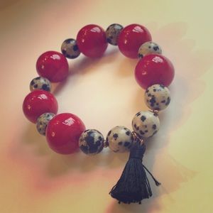 Beaded Stretchy Bracelet with Tassel New